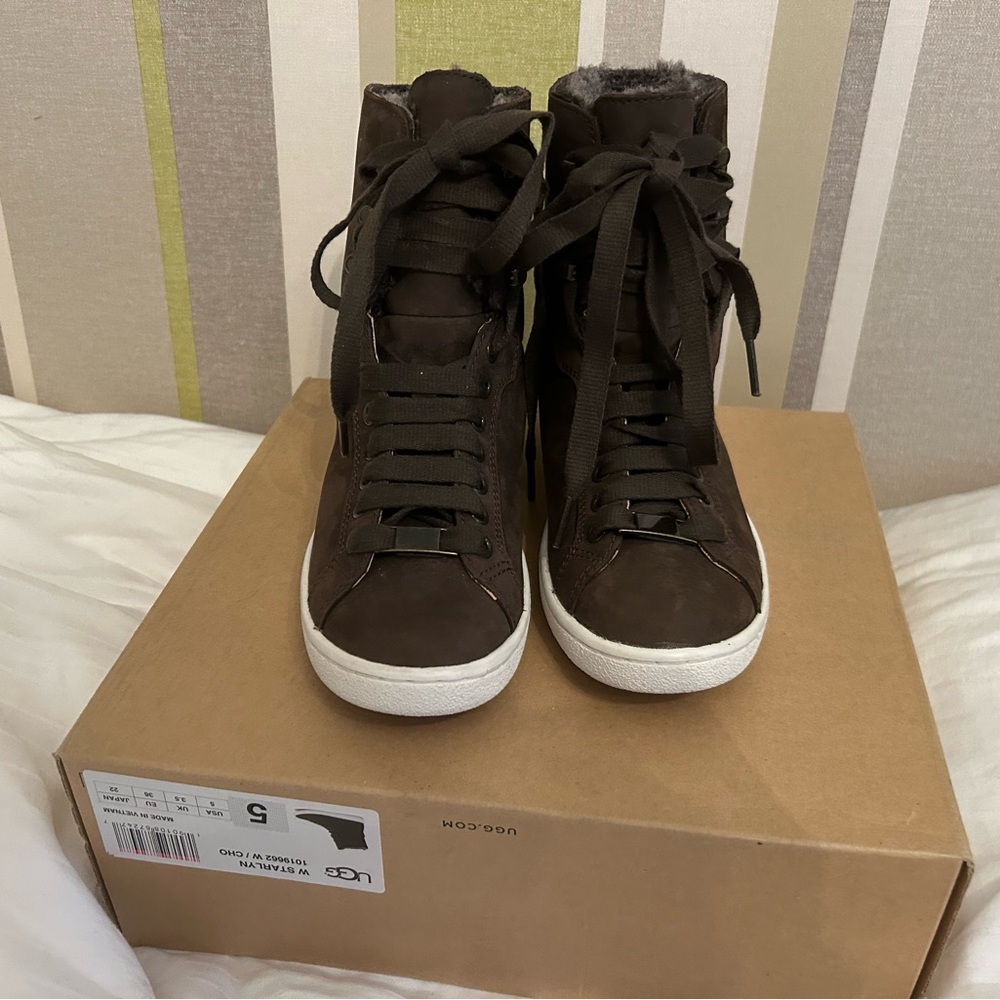 UGG Starlyn Suede Sneaker Boots - Chocolate Brown - Size 5